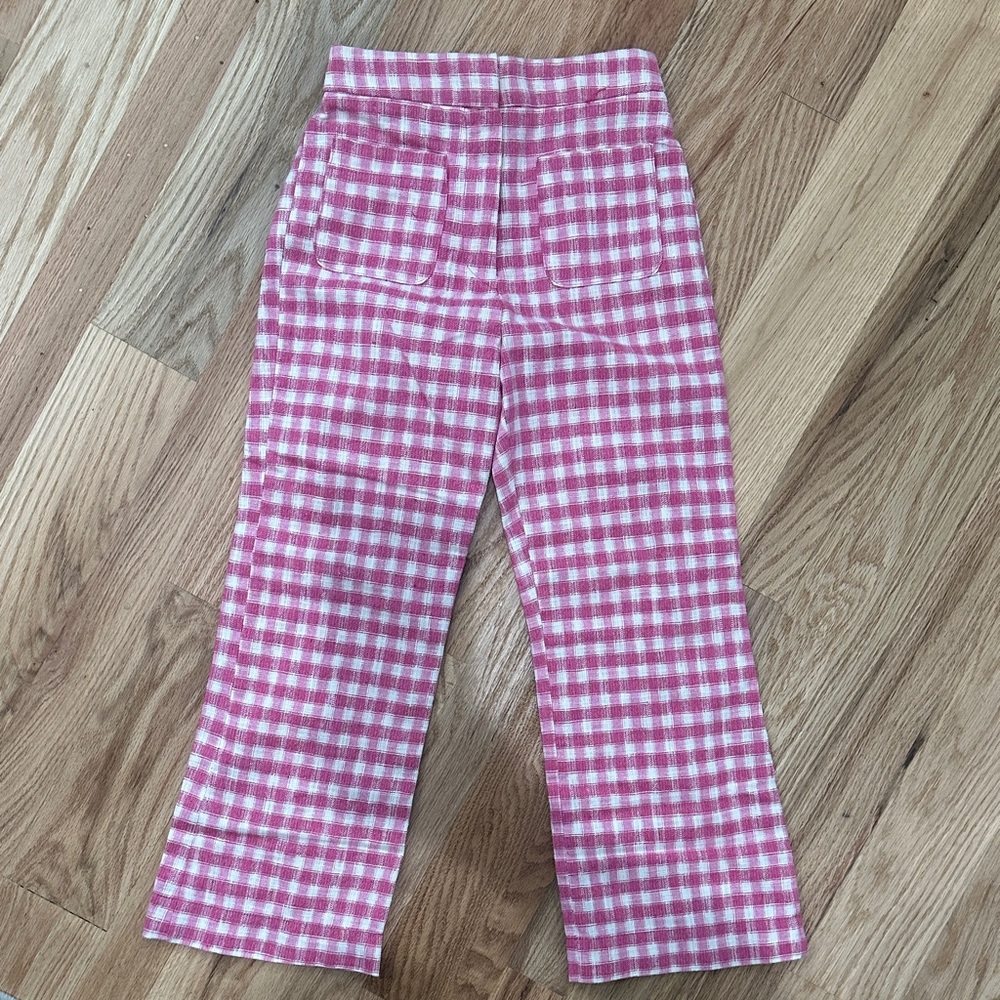 Zara Pink and White Plaid Trousers
